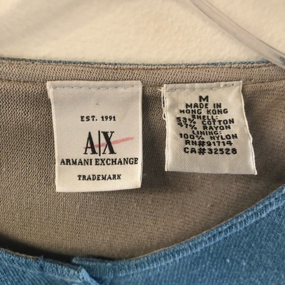 Womens Armani Exchange button up sweater, medium, baby blue - Picture 3 of 5